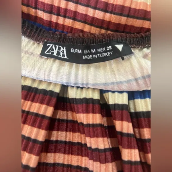 ZARA Like New Striped Midi Long‎ Sleeve Dress Medium Faux Corset Style Mu… - Image 8