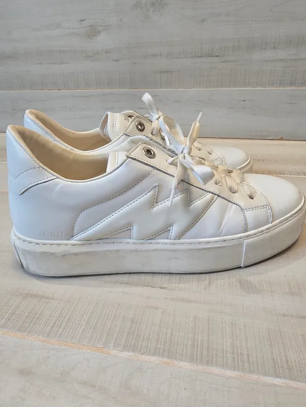 {41/11} Zadig & Voltaire Women's LA Flash Platform Sneakers White - Image 5