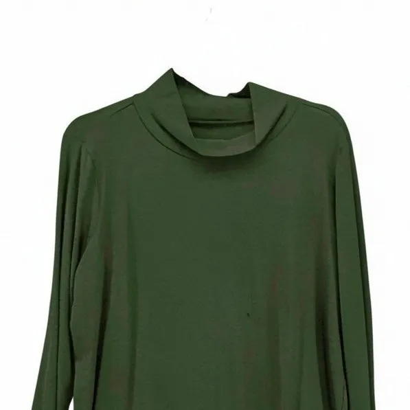 Belle by Kim Gravel Mock Neck‎ Tunic Large Olive Green Soft Flowy Layering Basic - Image 3