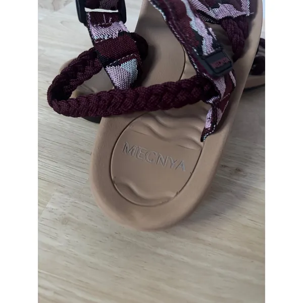 MEGNYA Women Walking Sandals Burgundy Braided Rope Athletic Strappy Hiking Shoes - Image 4