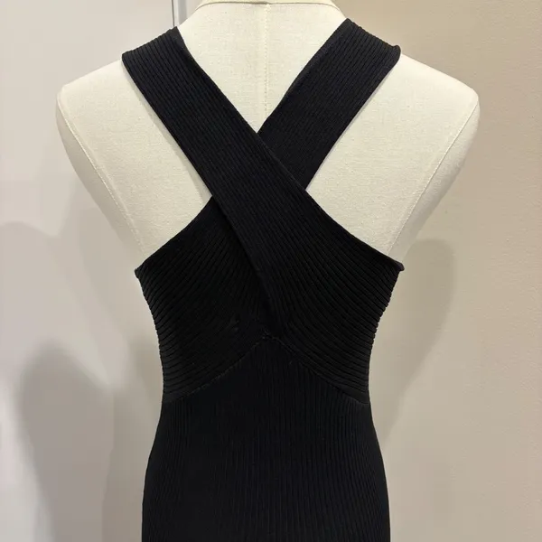 Line & Dot Dre Criss Cross Maxi Dress‎ Black Stretch Ribbed Knit Halter Small - Image 8