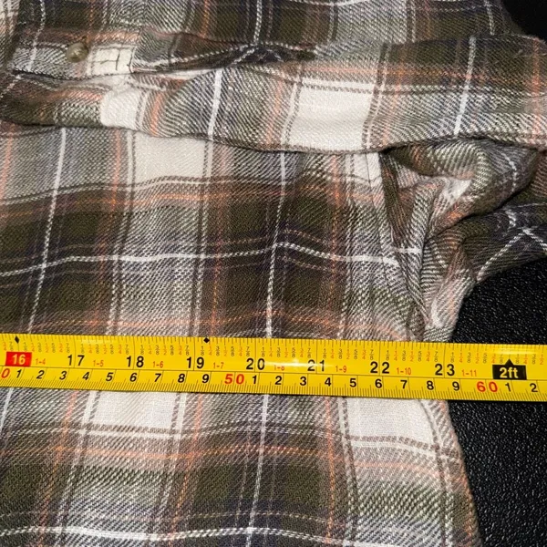 American Eagle Women's Plaid Flannel Peplum Button Up Shirt - Image 6