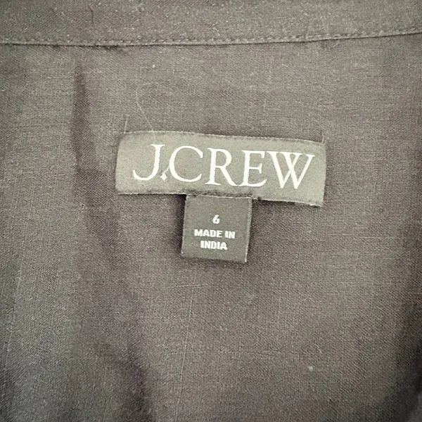 J.Crew Black Button Front‎ Maxi Dress Short Sleeve Elastic Waist Size 4 - Image 8