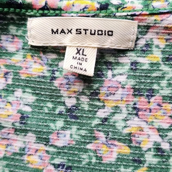 Max Studio XL Cottagecore Green Floral Tiered Women Boho Flutter Sleeve Dress XL - Image 4
