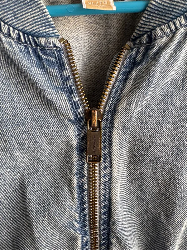 MICHAEL Michael Kors Light Blue Denim Bomber Jacket - Image 4