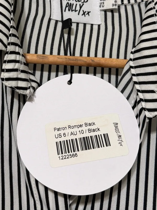 NWT Princess Polly Patron Romper Size 6 Stripe Black White NEW - Image 5