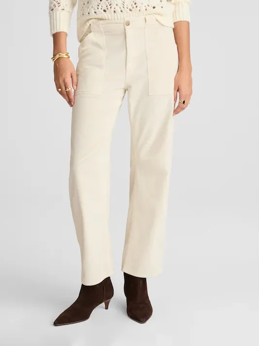 Madewell The Darted Barrel-Leg Utility Pant in Corduroy cream Women’s Sz 26 NWT - Image 2