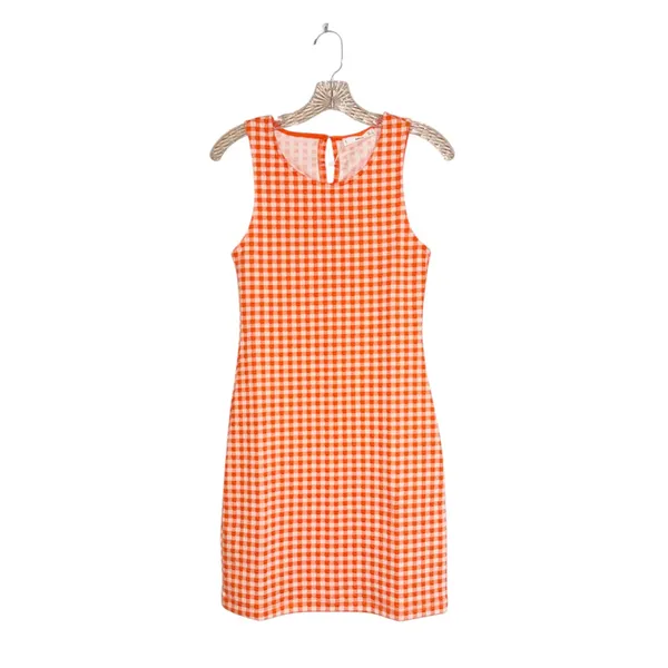 NWT NNG Mango Vichy Check Dress Gingham Orange Stretch - Image 7