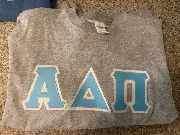 ADPi Hard Letter Crewneck Gray - Image 2