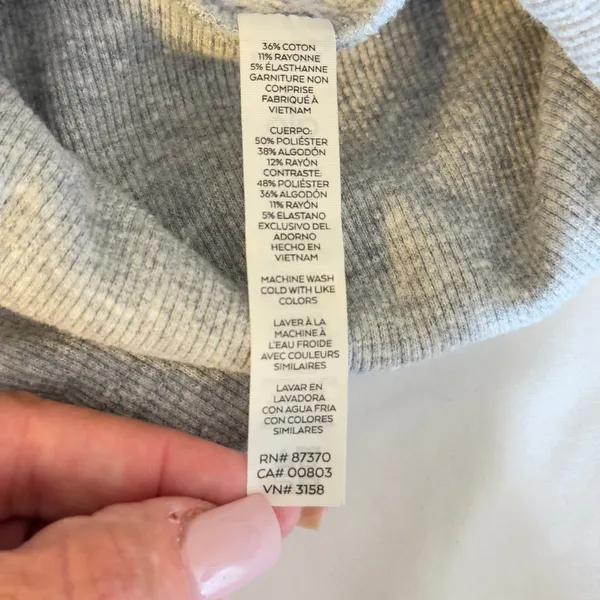 565 | Alo Yoga Grey Ribbed Mick Neck Pullover‎ Sweatshirt Small Cozy Soft - Image 7