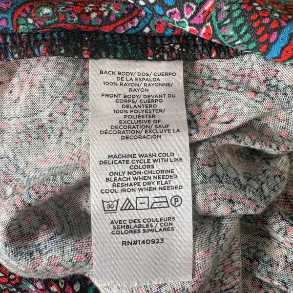 LOFT Multicolor Paisley Sleeveless Ruffle Neck Blouse Mixed Media Size Medium - Image 5