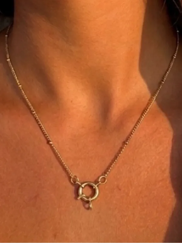 18K gold plated stainless steel Charm Holder necklace Ball Womens Jewelry - Image 2