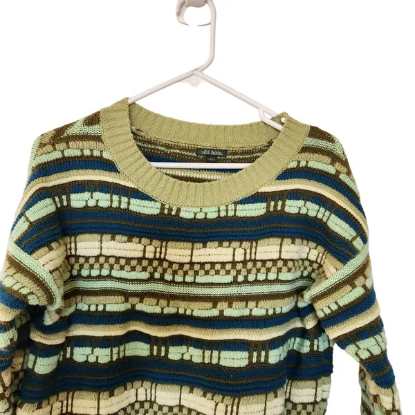 Wild Fable Green 3D Textured Knit Crewneck Long Sleeve Pullover Sweater Medium - Image 4