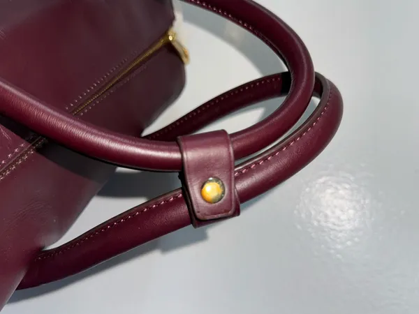 J.Crew Women's Burgundy Leather Handbag with gold hardware - Image 6