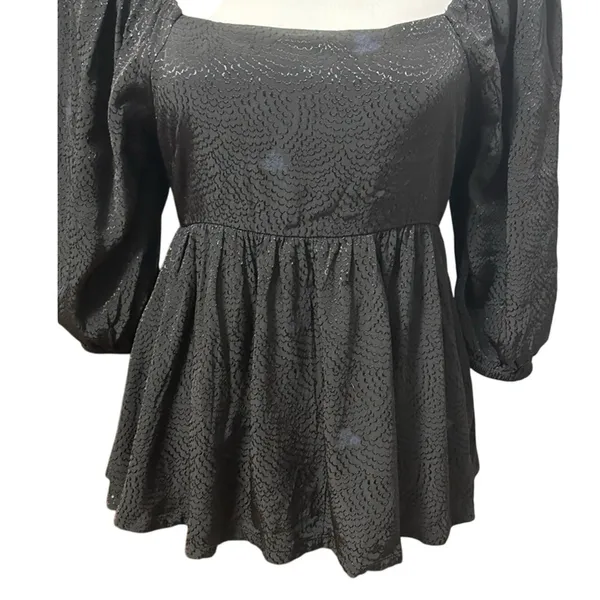 Treasure & Bond Boho Top Flowy Peplum Black Open Back Square Neck S NWOT Classic - Image 5