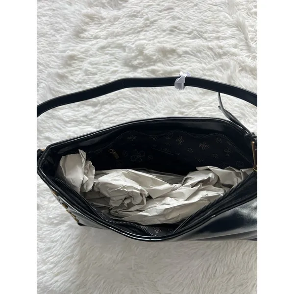 Crossi New York Black Shoulder Bag Faux Leather Studded Y2K Purse Gold Hardware - Image 8