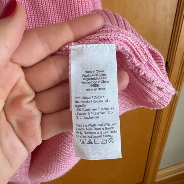 J. Crew Pink Ribbed relaxed turtleneck‎ sweater Cotton Cashmere Blend Size S - Image 7