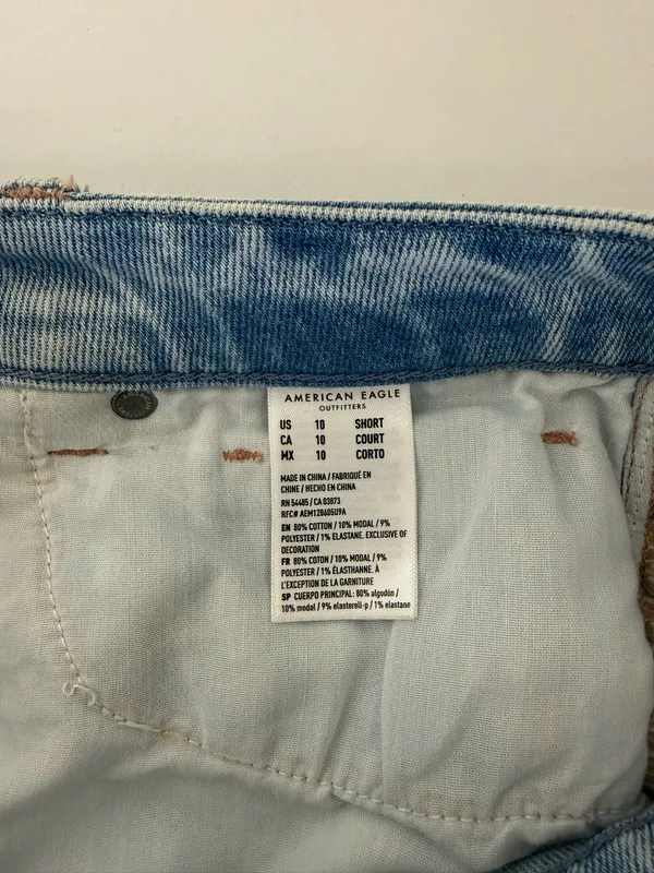 American Eagle Curvy Mom Jeans Light Wash Ripped High Rise 10 Short - Image 12