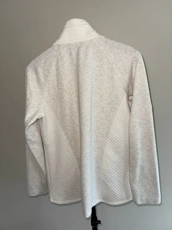 Eddie Bauer Women Beige Quilted Full Zip Hoodie Jacket-XL - Image 3