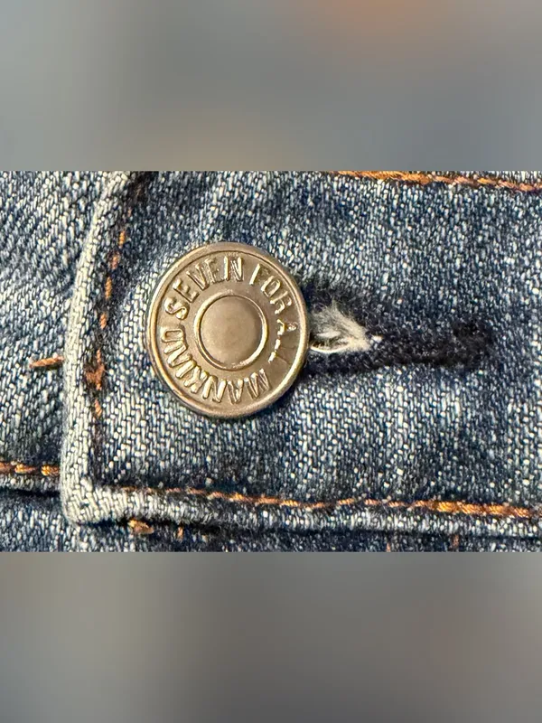 7 For All Mankind Medium Wash Flare Jeans 26 Stretch Denim Y2K USA - Image 5