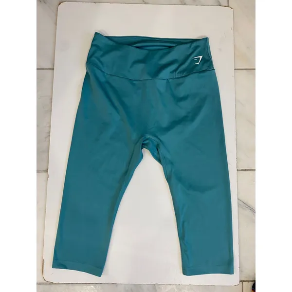 Gymshark Training High Waisted‎ Cropped Capri Leggings Teal Blue XXL B1A1U - Image 14