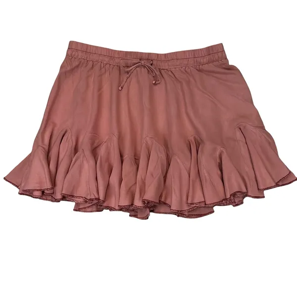 Aeropostale Womens Mini Skirt Mauve Ruffle Hem Flowy Boho‎ Summer XL - Image 2