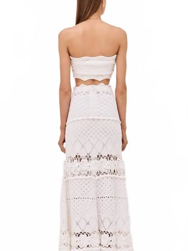 NWT Alexis Lily Strapless Crop Top White Crochet | XS - Image 2