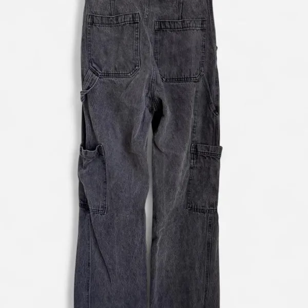 H&M Washed Black High Waisted Cargo Jeans Sz 2 - Image 2