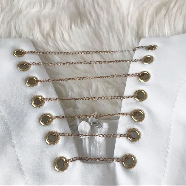 by the way REVOLVE White Strapless Mini‎ Dress Size Large Bodycon Lace Up Chain Party Club - Image 6