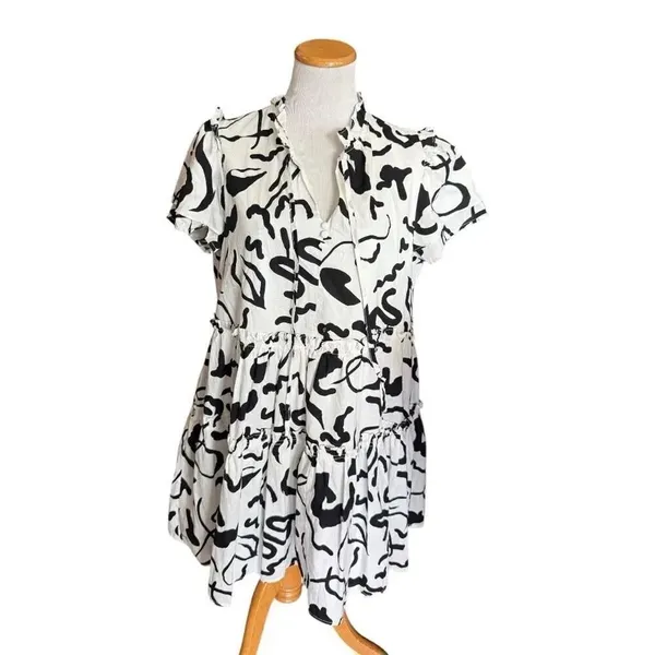 Womens Impressions Art Gallery Ready Mini Dress in Black and White - Sz L - Image 4