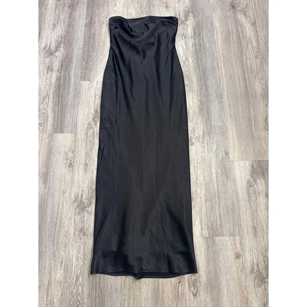 More To Come Emma Strapless‎ Maxi Dress Black Strapless Satin Evening Gown - Image 2