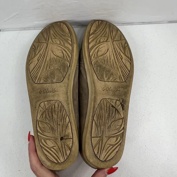 OluKai 9.5 Nohea Nubuck Loafers Taupe Leather Slip On Casual Comfort Shoes Women - Image 11
