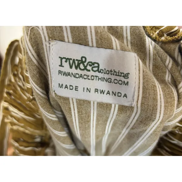 RW&A Rwanda Clothing Women Olive Striped Cold Shoulder Smocked Waist Jumpsuit - Image 8