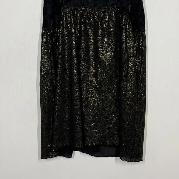 Cabernet Babydoll Tank Top Size XL Black Gold Floral Lace Metallic Lingerie Sexy - Image 6