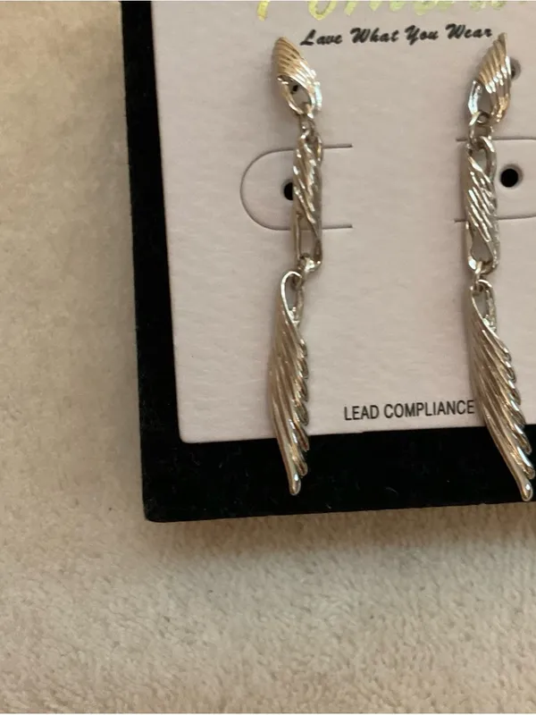 Pomina Silver Wing Dangle Earrings for Women - Image 2