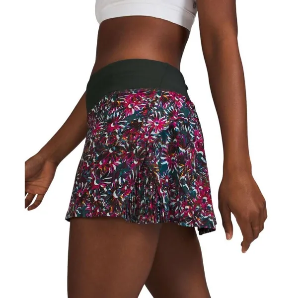 Lululemon Play Off the Pleats Mid-Rise Skirt *Floral Electric/ Rainforest Green - Image 6