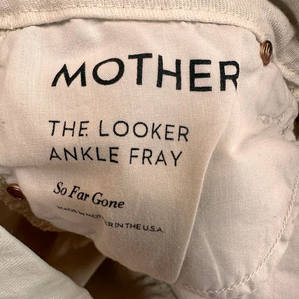 Mother Denim The Looker Ankle Fray So Far Gone White & Pink Jeans Size 25 - Image 9