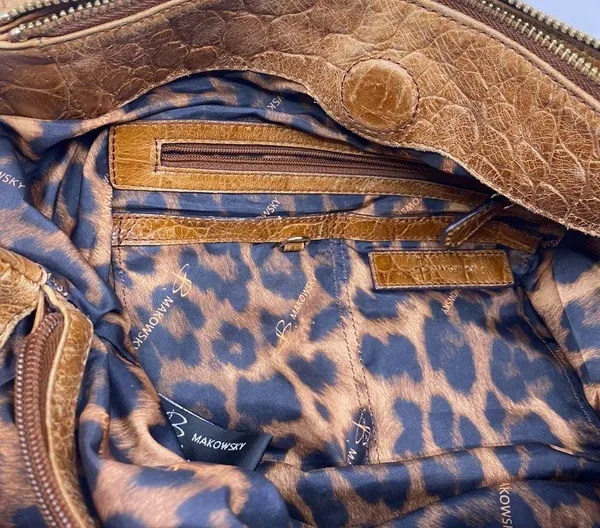 B. Makowsky Aligator Print Large Sholder Bag - Image 10