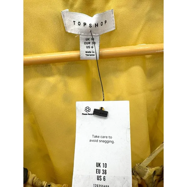 Topshop Yellow Floral‎ Sheer Ruffle Tie Mini Dress US 6 Boho Chic Romantic NWT - Image 8