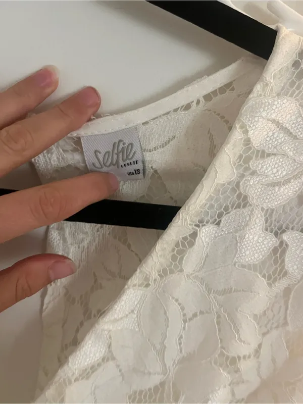 Selfie Leslie Ivory Lace V-Neck Mini Dress - Image 3