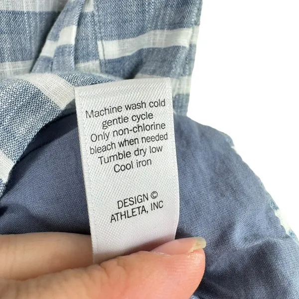 Athleta Blue Striped Barbados 100% Cotton Lined Short Sleeve Mini Dress Size XXS - Image 10
