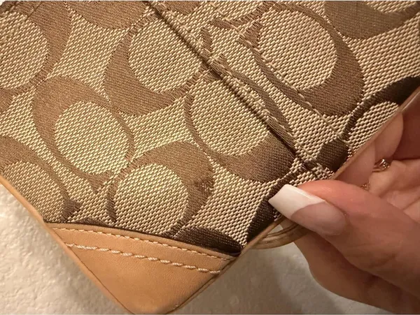 Vintage Tan Coach Wristlet - Image 4