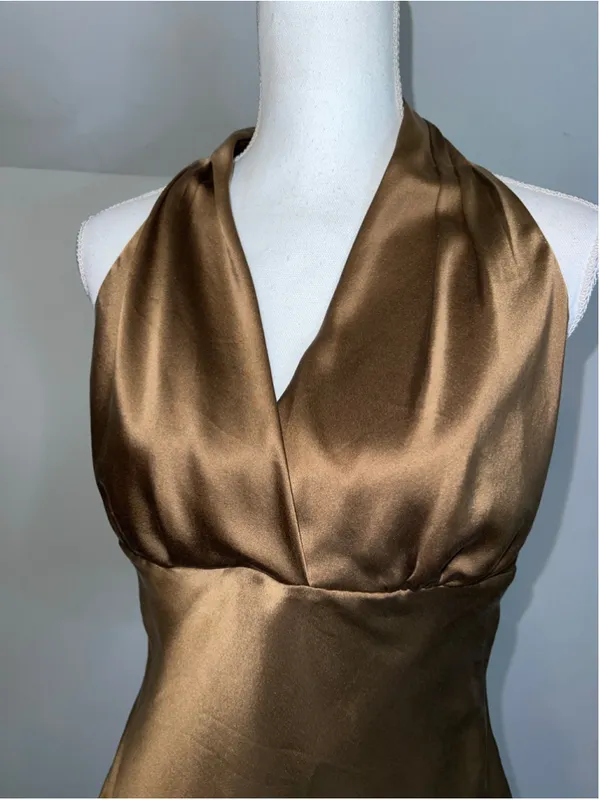 Silk Express Brown Halter Tank Top M - Image 2