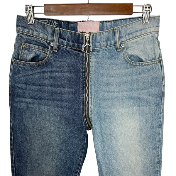 REVICE Denim Yin Yang Two Tone High Rise Straight Leg Jeans Tokyo Wash Size‎ 28 - Image 4