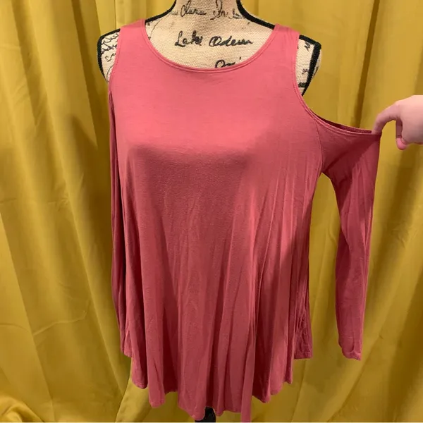Stretch Cold Shoulder Tunic Top Pink Size XL - Image 4