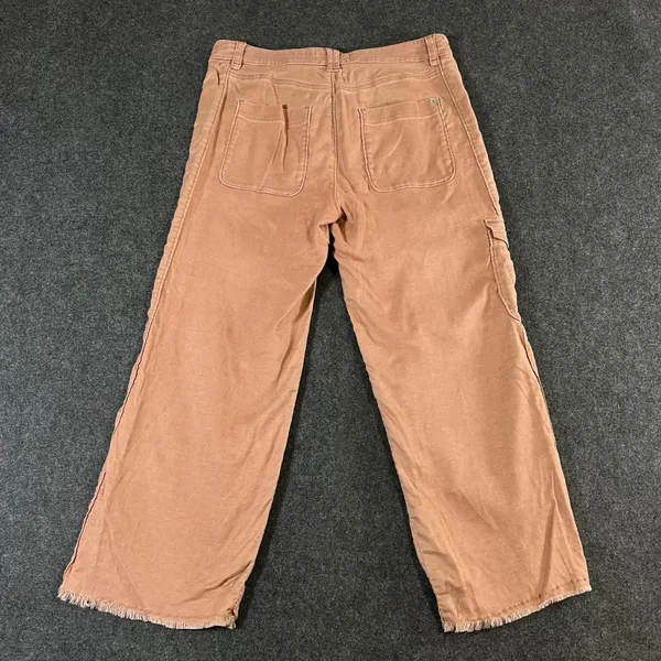 Hei Hei Anthropologie Pink Cargo Pants Wide Leg Frayed Hem Tencel Linen Size 28 - Image 2