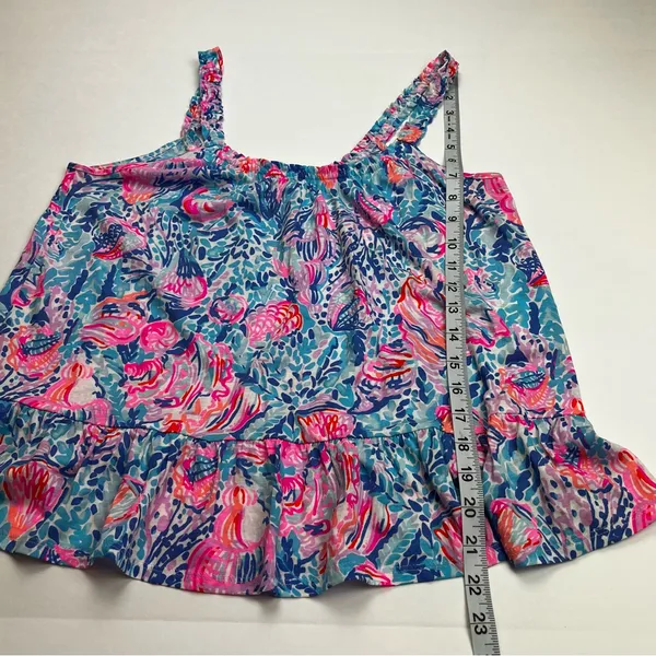 Lilly Pulitzer Womens‎ Size XS Ruffle Tank Top Scoop Neck Blouse Coastal Beach - Image 7
