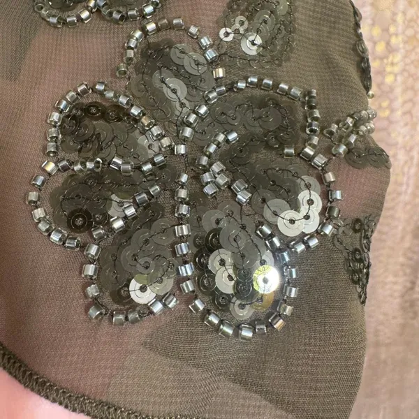 Madden Girl Olive Green Beaded Floral Sequin Lace Camisole Tank Top - Image 6