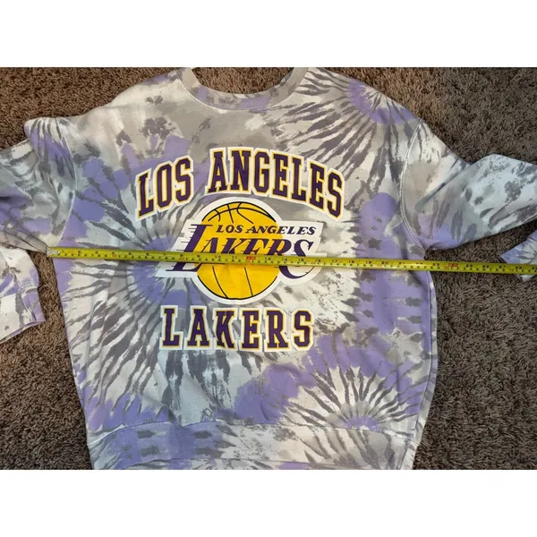 Hybrid Apparel NBA Sweatshirt Los Angeles Lakers Tie Dye Purple Gray Crewneck Fan‎ Gear Medium - Image 7