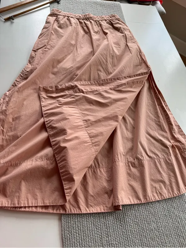 J. Crew Peach Cotton Poplin Elastic-Waist Maxi Skirt Side Slits Size Small - Image 8
